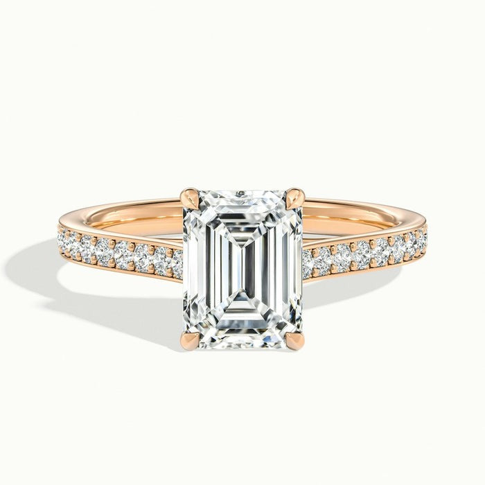 Mystic Emerald Temple Pavé Moissanite Engagement Ring